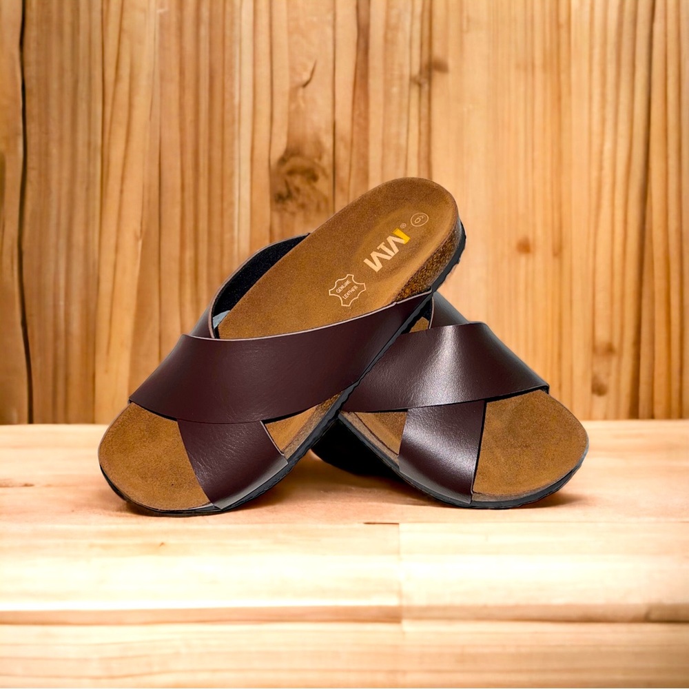 WTW Women's Cork Footbed Sandals - Cow Suede Insole Slide Sandals